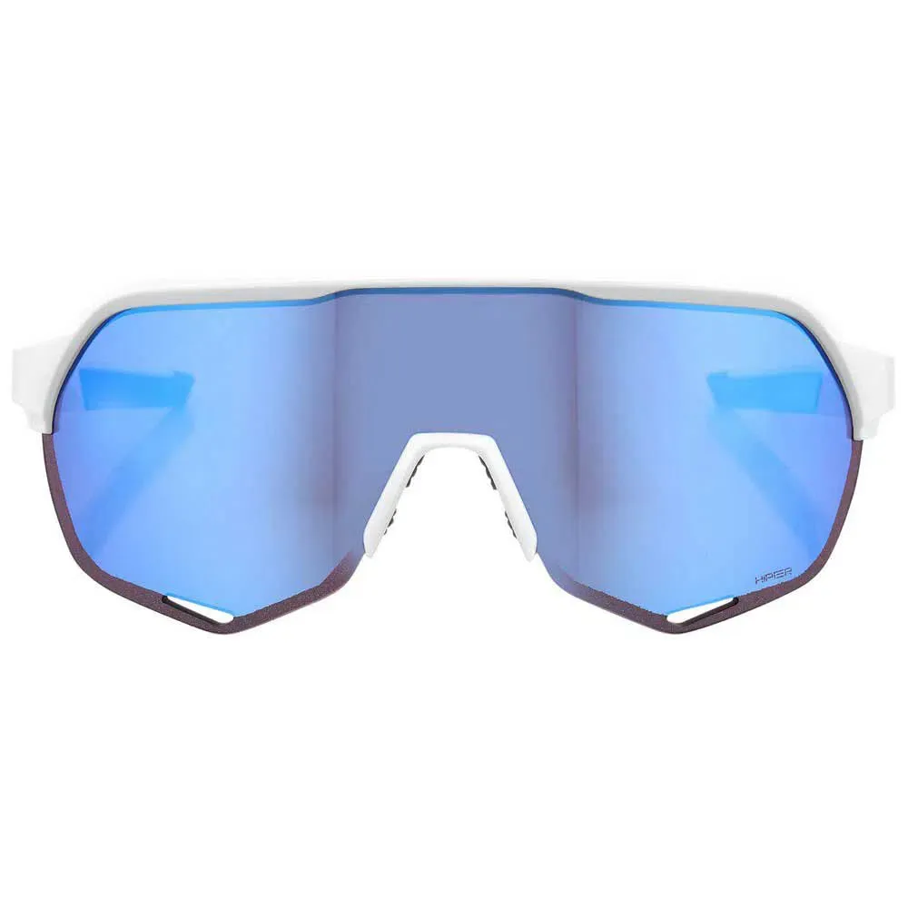 100% Brille S2 Mattschwarz, Mehrschichtige spiegelgläser in mattweiß/hiperblau