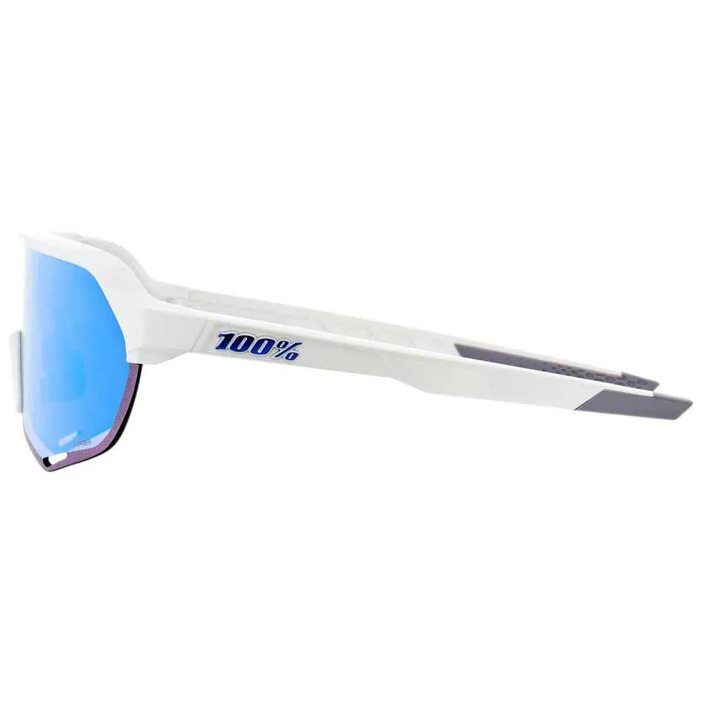 100% Brille S2 Mattschwarz, Mehrschichtige spiegelgläser in mattweiß/hiperblau