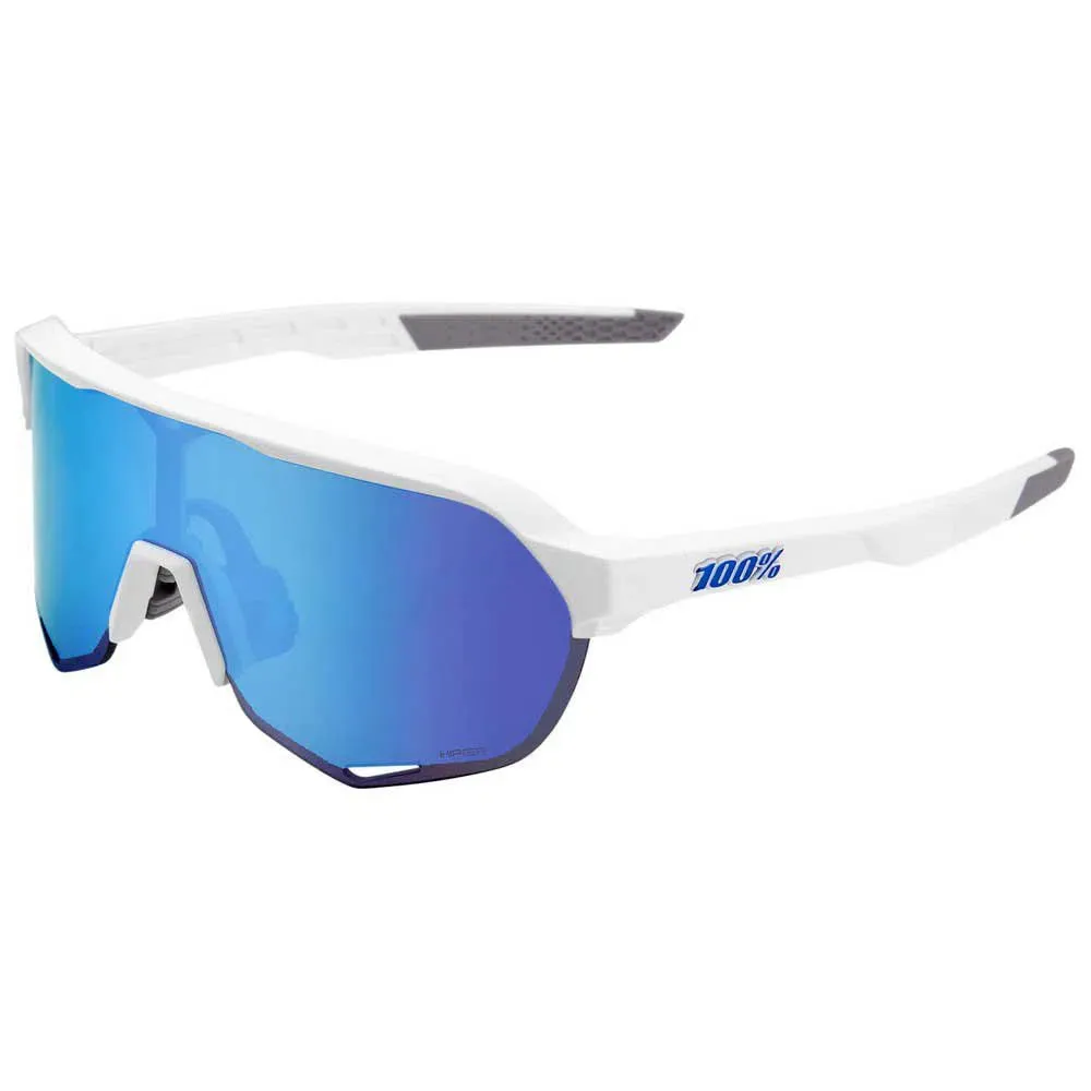 100% Brille S2 Mattschwarz, Mehrschichtige spiegelgläser in mattweiß/hiperblau