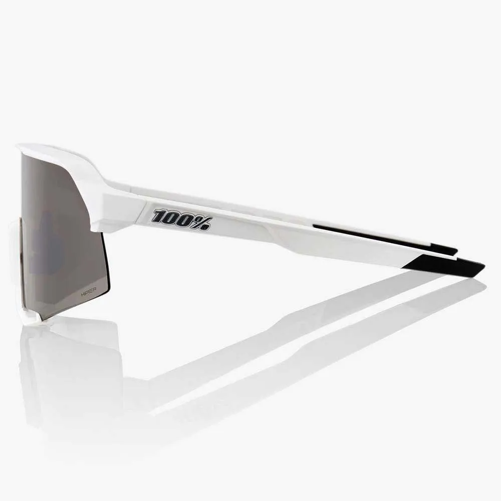 100% S3 Sonnenbrille, Matte white, Hiper Blue Multilayer Mirror Lens/CAT3