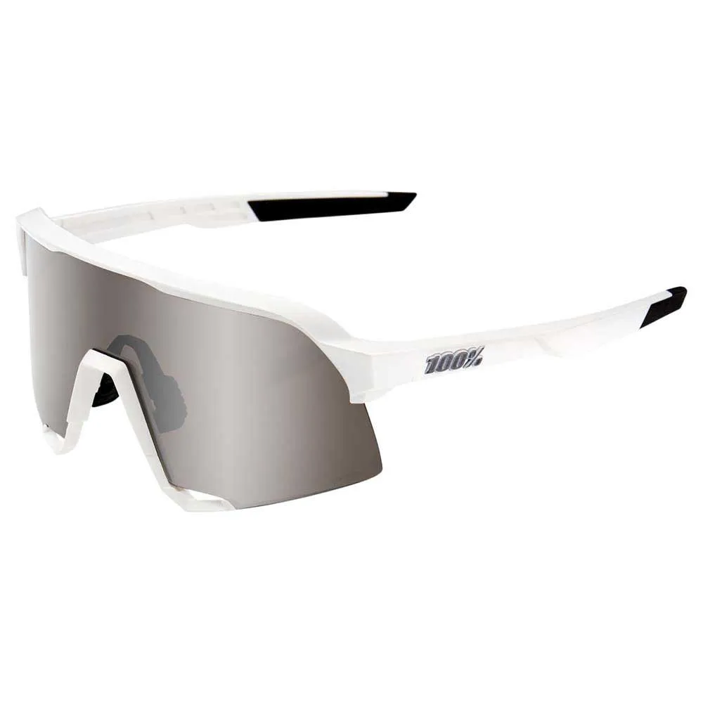 100% S3 Sonnenbrille, Matte white, Hiper Blue Multilayer Mirror Lens/CAT3