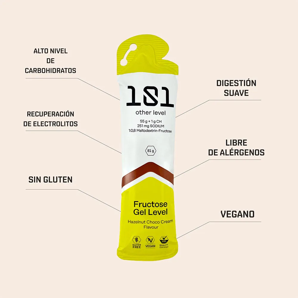 101 Other Level Fructose Gel Level Schachtel Mit Energiegelen Haselnuss&schokolade&sahne 81g 24 Einheiten, One size