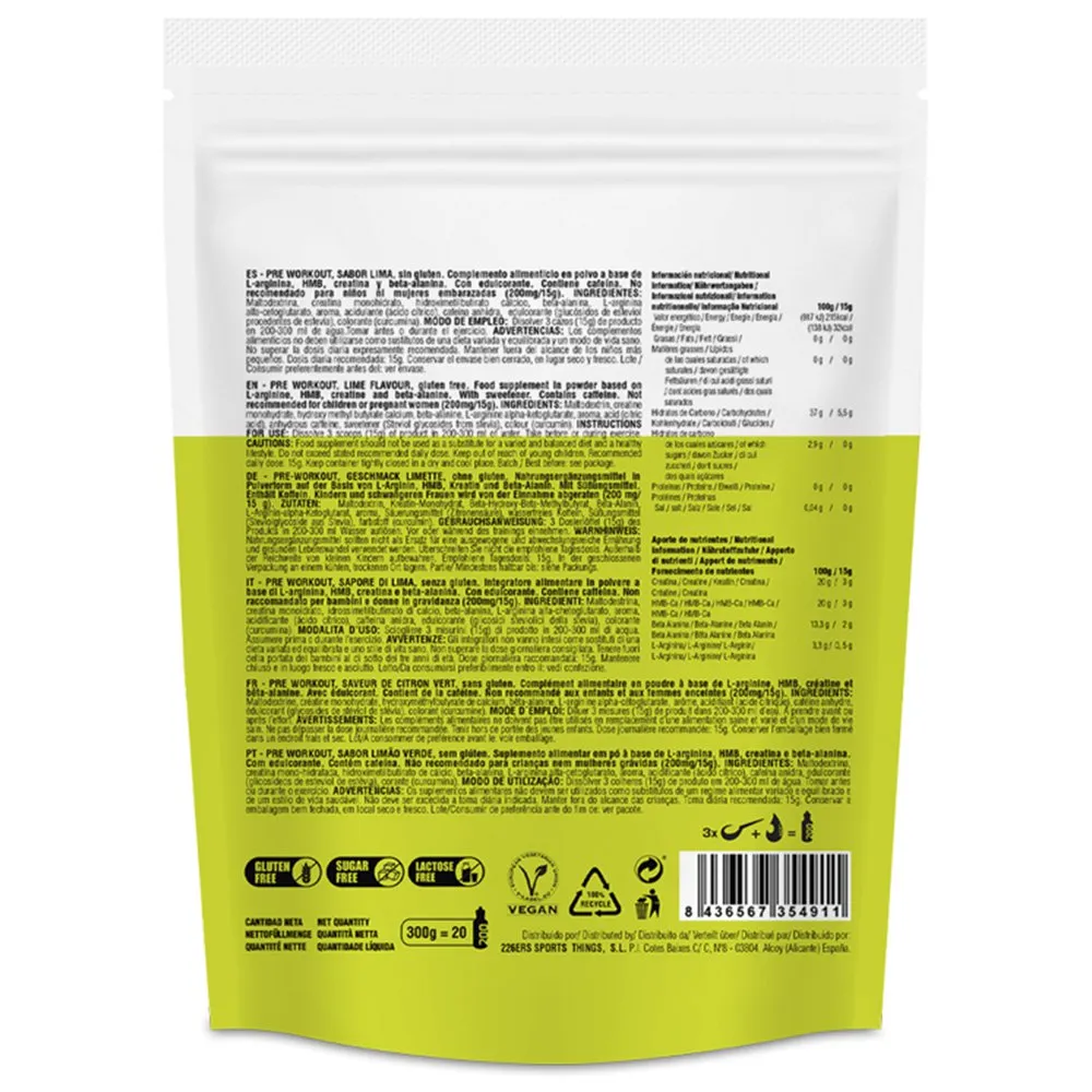 226ERS Pre Workout 300g 1 Einheitspulver Koffein Limette, Clear, One Size 226ERS Pre Workout 300g 1 Einheitspulver Koffein Limette, Clear, One Size