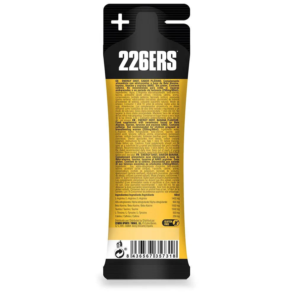 226ERS Shot Extreme 250mg Caff Energy-drink Einzeldosis-box Banane 60ml 24 Einheiten, One size 226ERS Shot Extreme 250mg Caff Energy-drink Einzeldosis-box Banane 60ml 24 Einheiten, One size