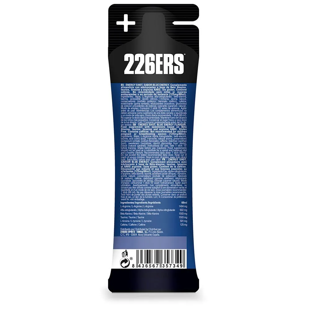 226ERS Shot Mid125mg Caff Energy-drink Einzeldosis-box Blaue Energie 60ml 24 Einheiten, One size 226ERS Shot Mid125mg Caff Energy-drink Einzeldosis-box Blaue Energie 60ml 24 Einheiten, One size