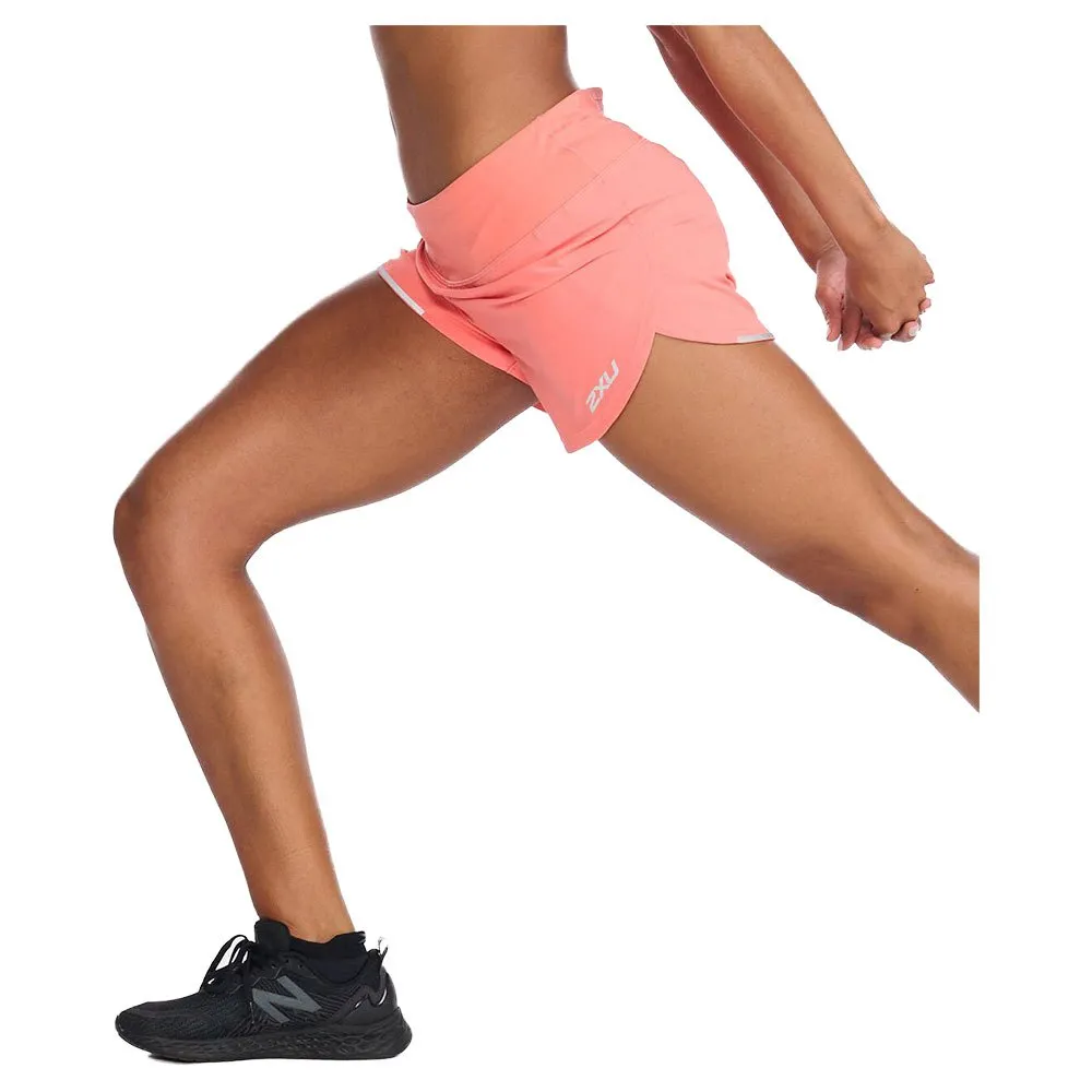 2XU Aero 4´´ Kurze Hose female, Hyper coral / white reflective 2XU Aero 4´´ Kurze Hose female, Hyper coral / white reflective