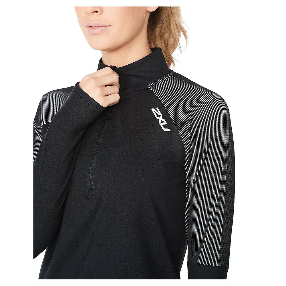 2XU Light Speed Halbreißverschluss-sweatshirt female, Black / silver reflective