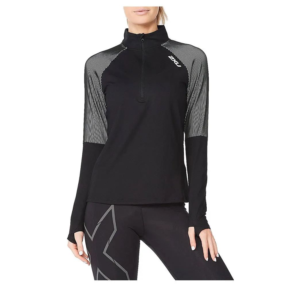 2XU Light Speed Halbreißverschluss-sweatshirt female, Black / silver reflective