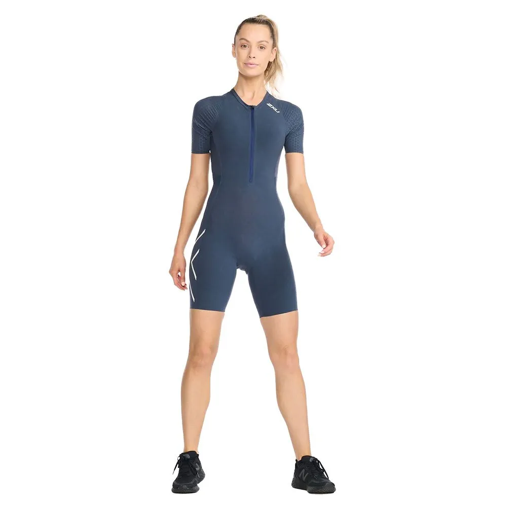 2XU Light Speed Tech Kurzarm-trisuit female, Outerspace / white reflective