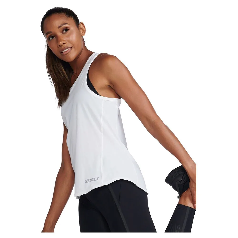 2XU Motion Mesh ärmelloses T-shirt female, White / harbor mist 2XU Motion Mesh ärmelloses T-shirt female, White / harbor mist
