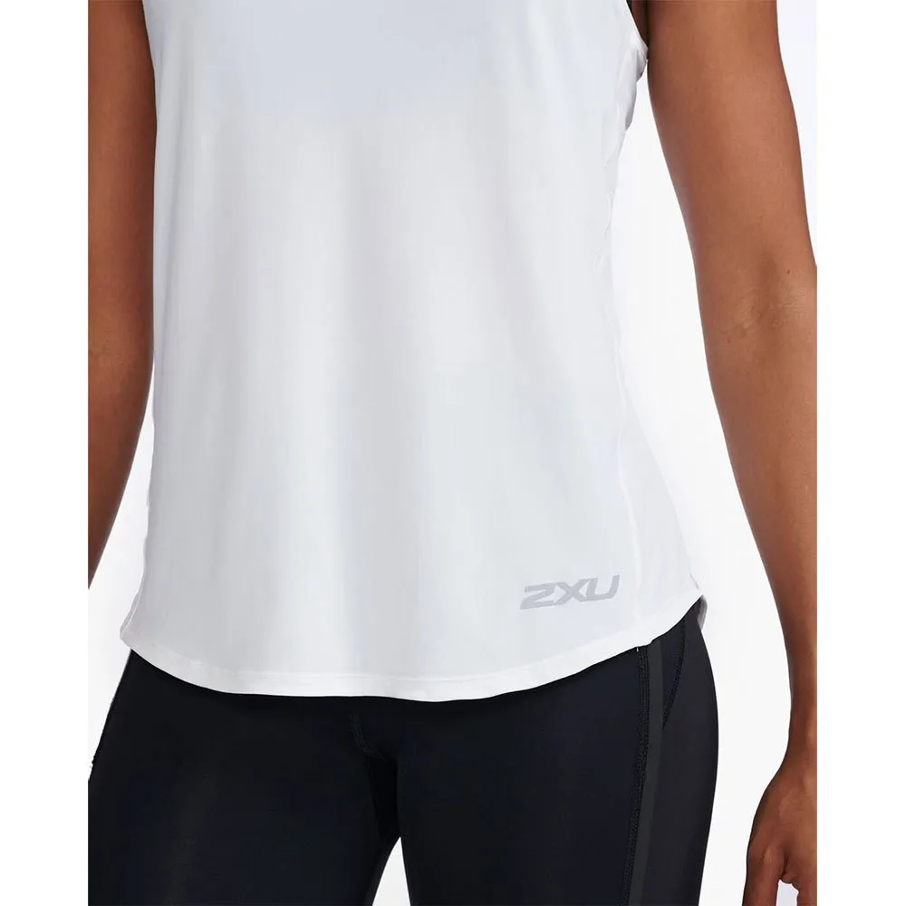 2XU Motion Mesh ärmelloses T-shirt female, White / harbor mist 2XU Motion Mesh ärmelloses T-shirt female, White / harbor mist