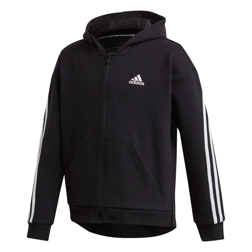 adidas 3 Stripes Reißverschlusspullover, Black / white, 5-6Y adidas 3 Stripes Reißverschlusspullover, Black / white, 5-6Y