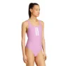 adidas 3 Stripes V-back Badeanzug female, Preloved purple / white