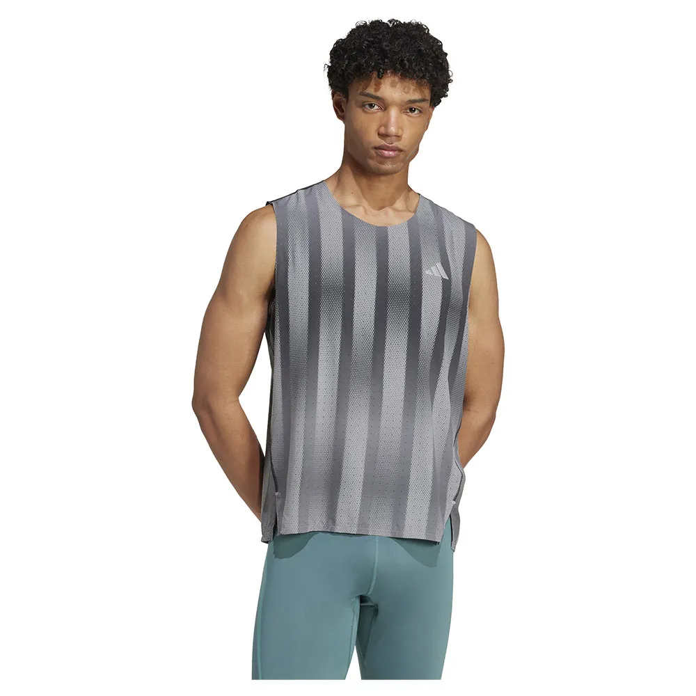 adidas Adizero Btn Running ärmelloses T-shirt male, Grey three / grey five