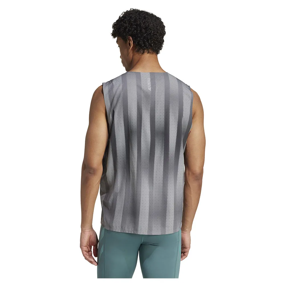 adidas Adizero Btn Running ärmelloses T-shirt male, Grey three / grey five