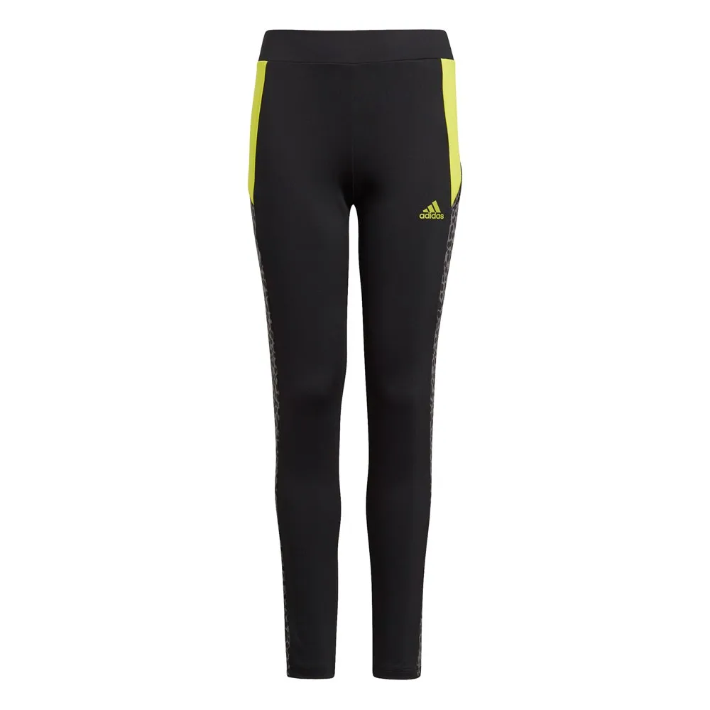 adidas Designed To Move Leopard Leggings, Black / grey five, 3-4Y