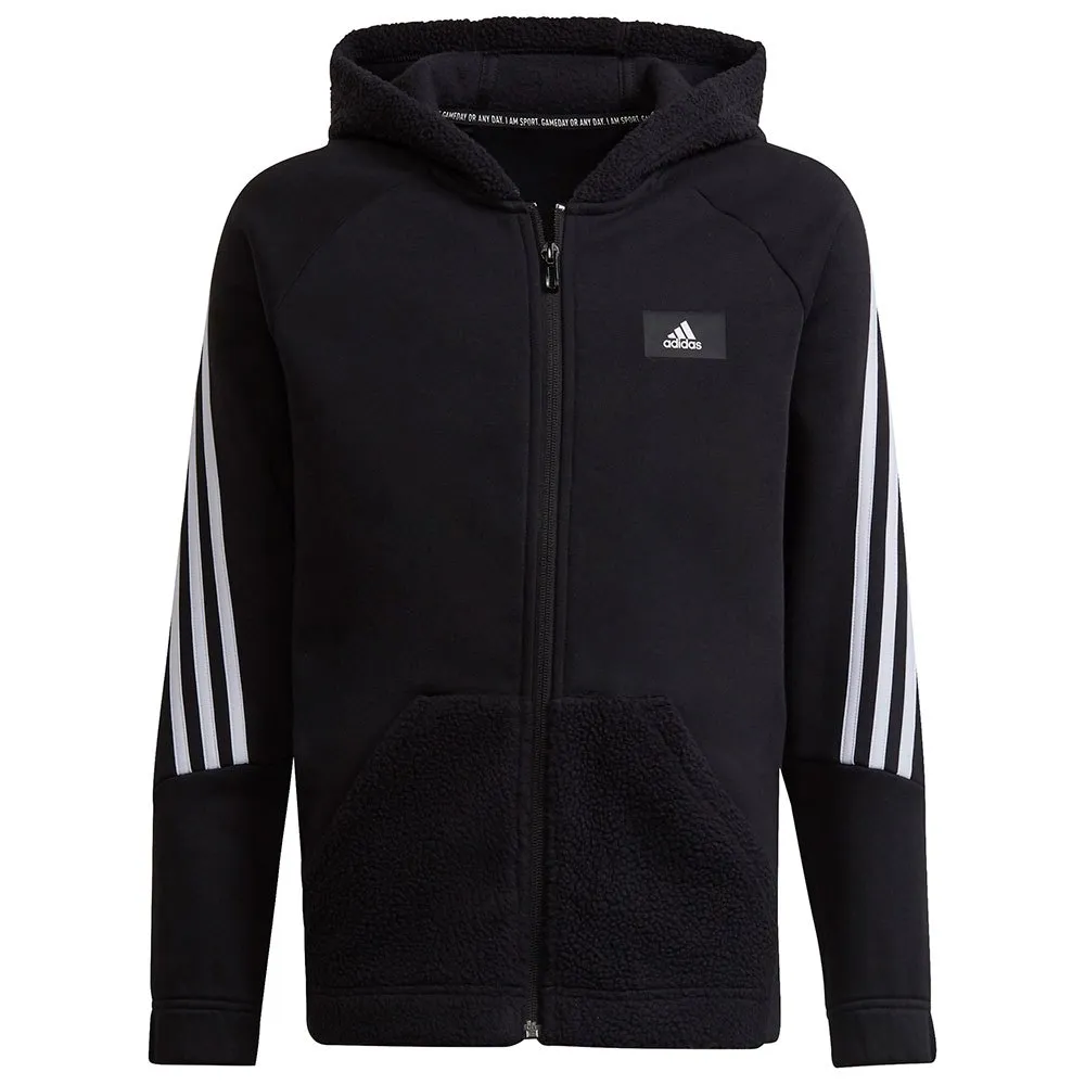 adidas Fi Reißverschlusspullover, Black / white, 5-6Y adidas Fi Reißverschlusspullover, Black / white, 5-6Y