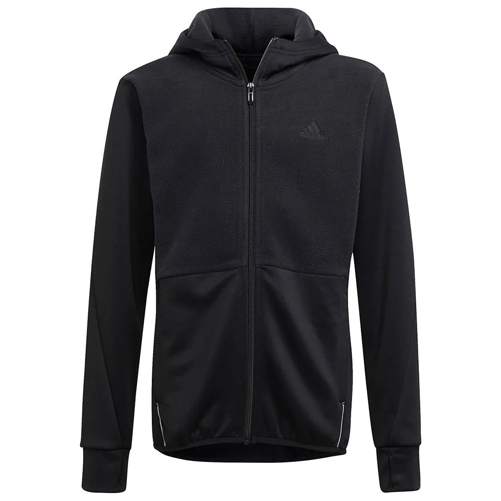 adidas Fl Fleece Mit Durchgehendem Reißverschluss, Black, 3-4Y adidas Fl Fleece Mit Durchgehendem Reißverschluss, Black, 3-4Y