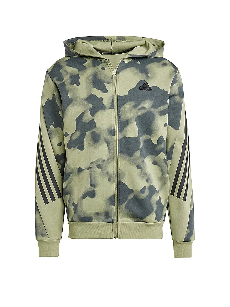 adidas Herren Kapuzenjacke Future Icons 3-Streifen Allover Print, Olive