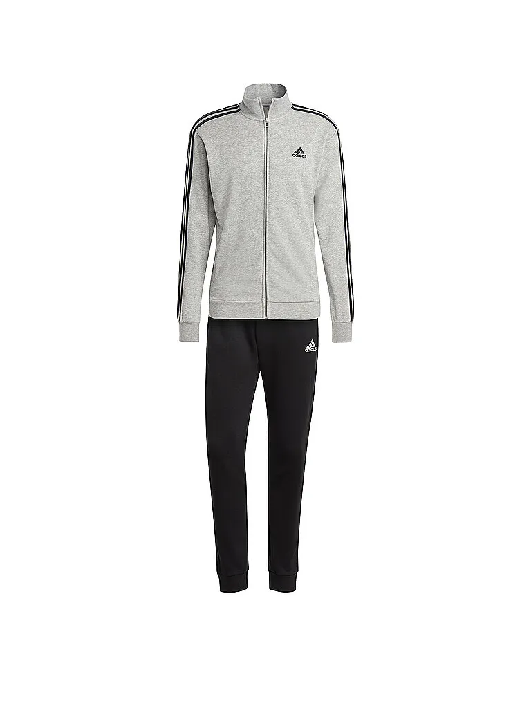 adidas Herren Trainingsanzug Sportswear Basic 3-Streifen French Terry, Grau