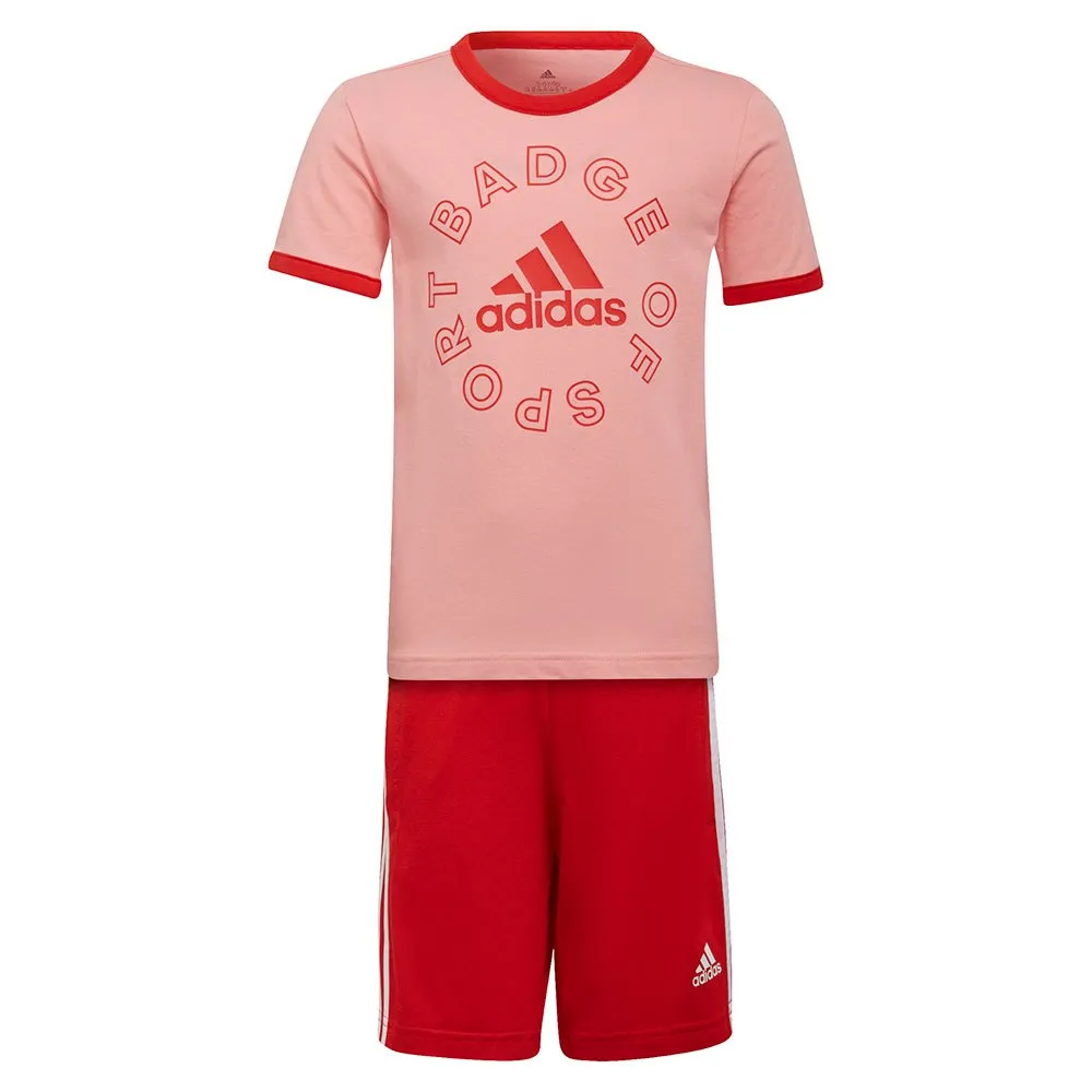 adidas Logo Kurzarm-set, Glory pink / vivid red / vivid red s21 / white, 5-6Y adidas Logo Kurzarm-set, Glory pink / vivid red / vivid red s21 / white, 5-6Y