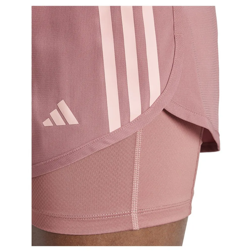 adidas Own The Run 3 Stripes 2in1 Kurze Hose female, Preloved crimson