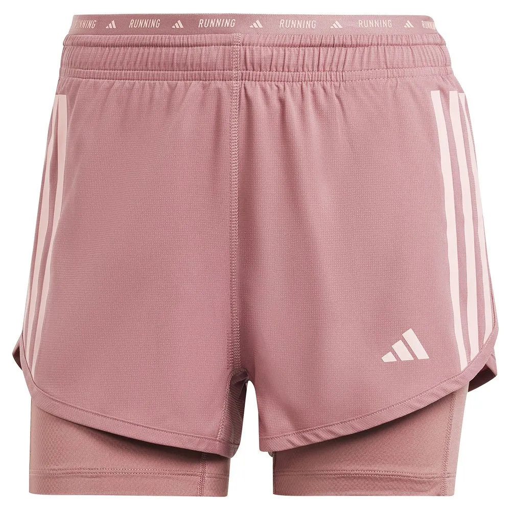 adidas Own The Run 3 Stripes 2in1 Kurze Hose female, Preloved crimson