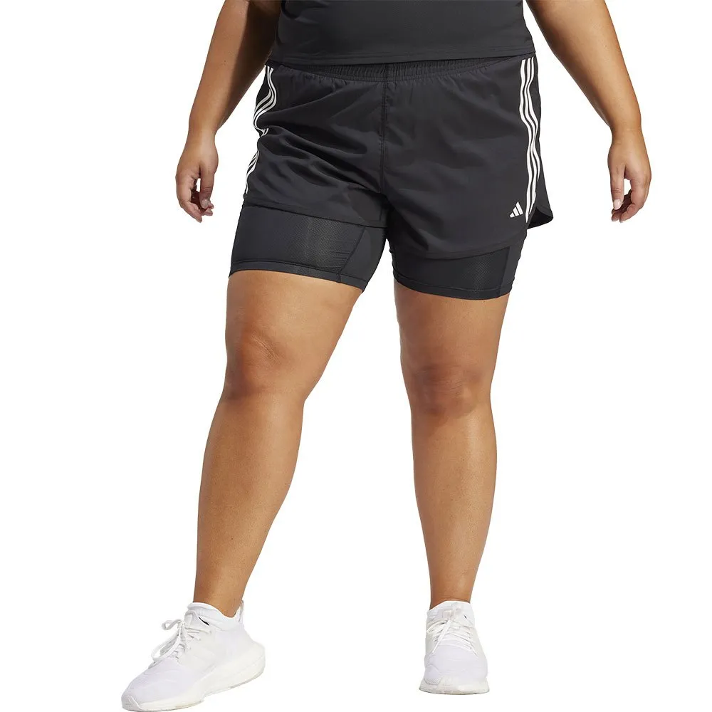 adidas Own The Run Excite 3 Stripes 2 In 1 Kurze Hose female, Black / black adidas Own The Run Excite 3 Stripes 2 In 1 Kurze Hose female, Black / black