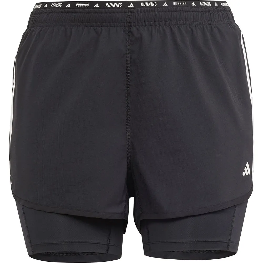 adidas Own The Run Excite 3 Stripes 2 In 1 Kurze Hose female, Black / black adidas Own The Run Excite 3 Stripes 2 In 1 Kurze Hose female, Black / black