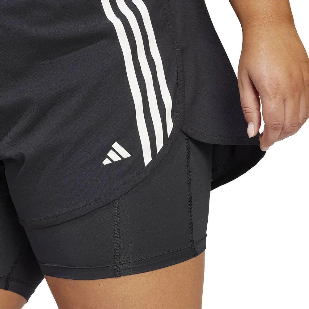 adidas Own The Run Excite 3 Stripes 2 In 1 Kurze Hose female, Black / black adidas Own The Run Excite 3 Stripes 2 In 1 Kurze Hose female, Black / black