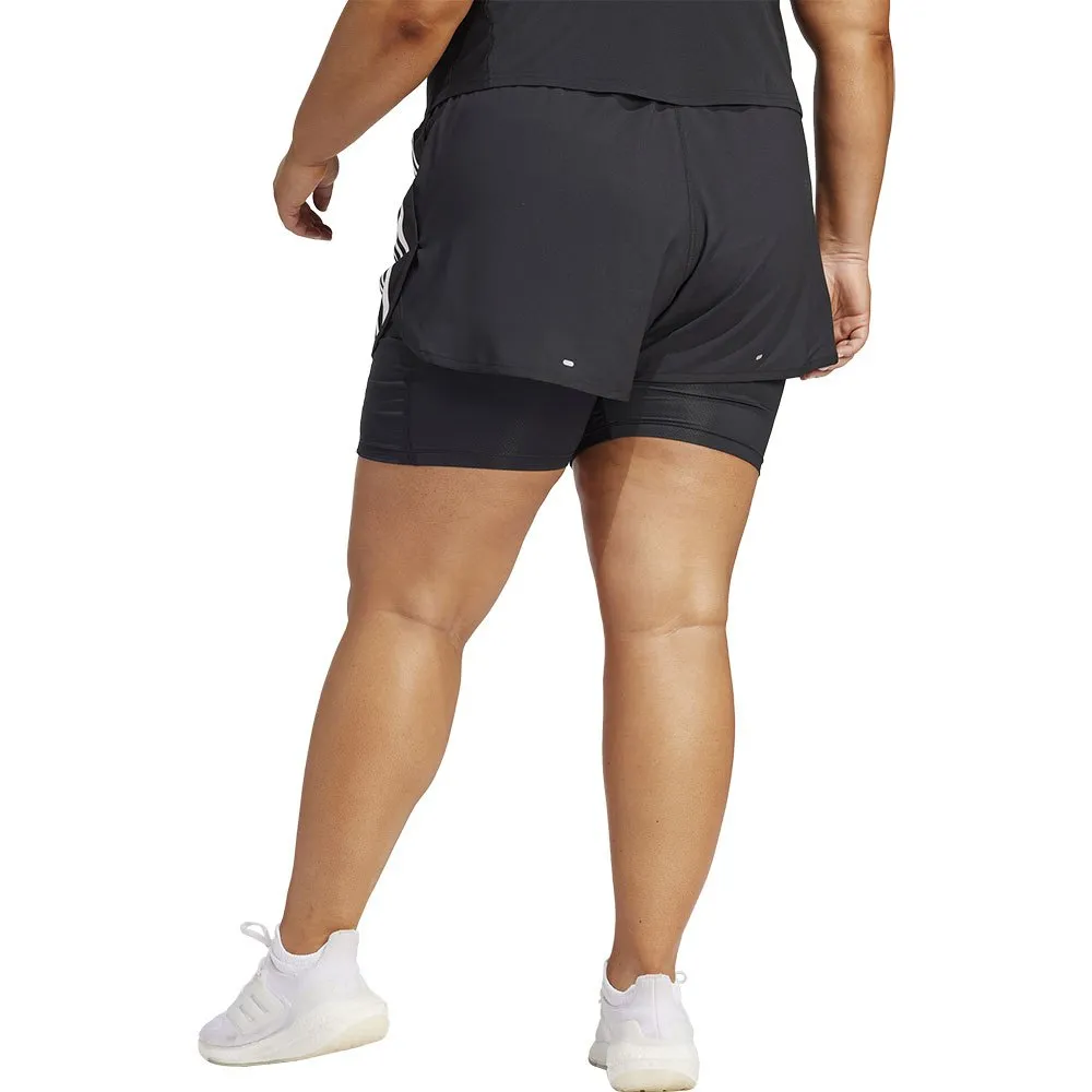 adidas Own The Run Excite 3 Stripes 2 In 1 Kurze Hose female, Black / black adidas Own The Run Excite 3 Stripes 2 In 1 Kurze Hose female, Black / black