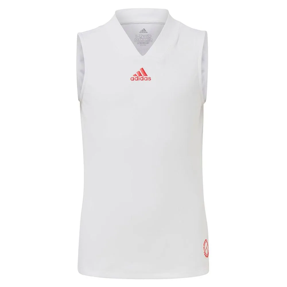 adidas Q3 Match ärmelloses T-shirt, White / scarlet, 7-8Y adidas Q3 Match ärmelloses T-shirt, White / scarlet, 7-8Y