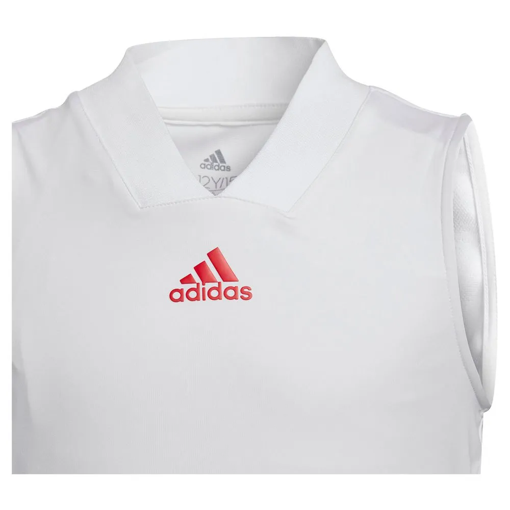 adidas Q3 Match ärmelloses T-shirt, White / scarlet, 7-8Y adidas Q3 Match ärmelloses T-shirt, White / scarlet, 7-8Y