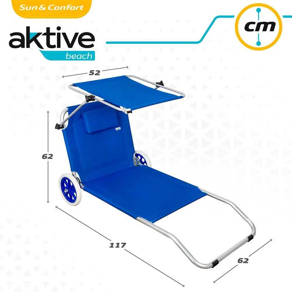 Aktive 2 In 1 Faltbarer Strandliegestuhl 6x117x6 Cm, Blue, One Size Aktive 2 In 1 Faltbarer Strandliegestuhl 6x117x6 Cm, Blue, One Size