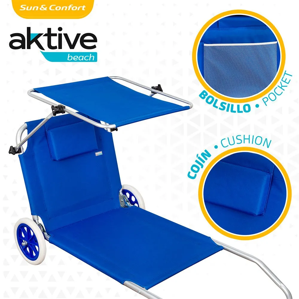 Aktive 2 In 1 Faltbarer Strandliegestuhl 6x117x6 Cm, Blue, One Size Aktive 2 In 1 Faltbarer Strandliegestuhl 6x117x6 Cm, Blue, One Size