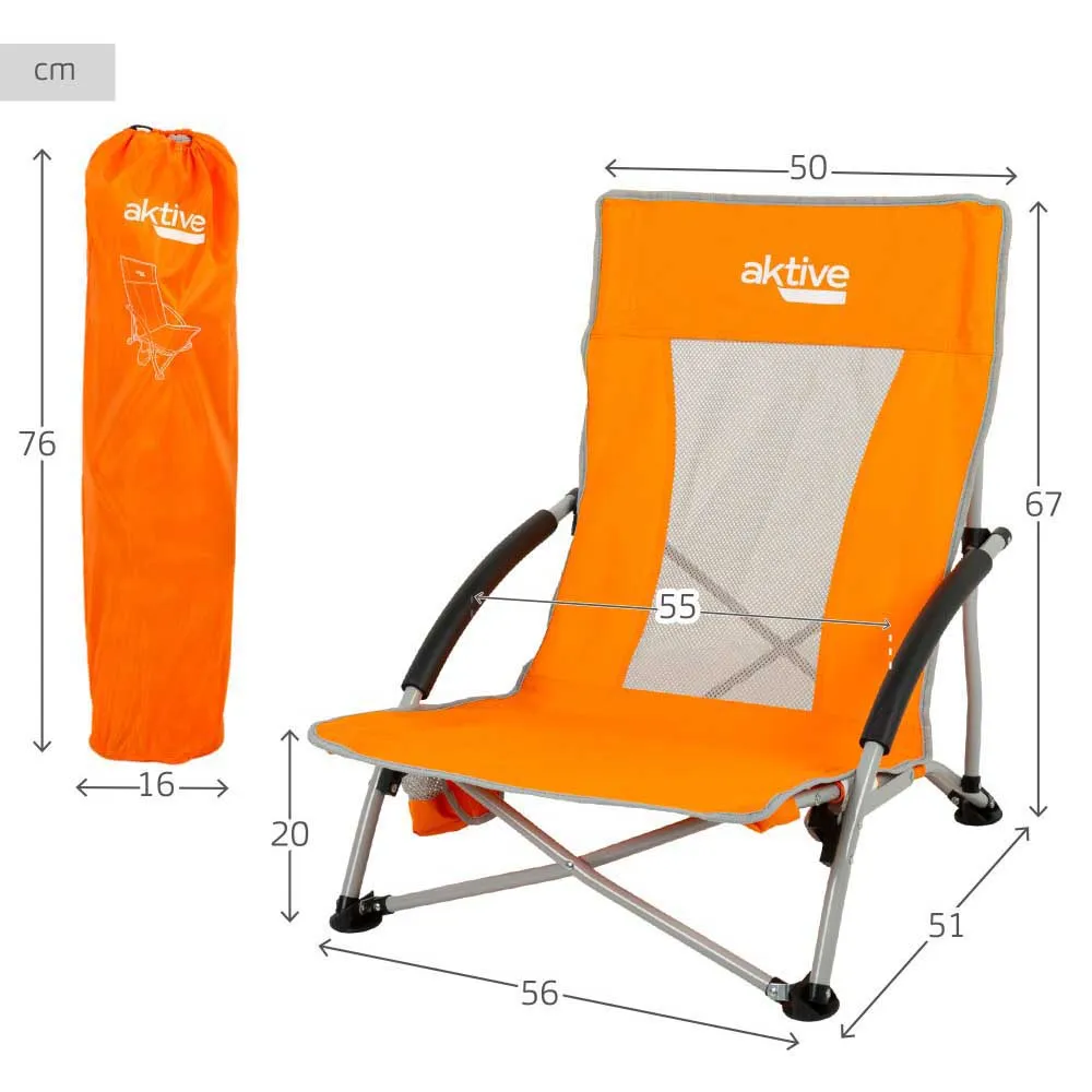 Aktive 46x51x67 Cm Niedriger Klappstuhl Aus Aluminium, Orange, One Size Aktive 46x51x67 Cm Niedriger Klappstuhl Aus Aluminium, Orange, One Size