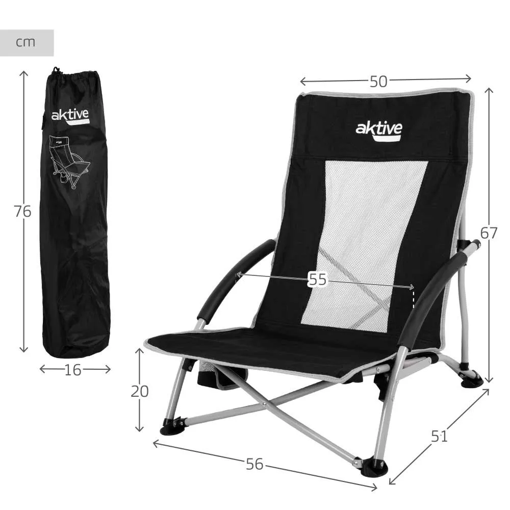Aktive 56x51x67 Cm Niedriger Klappstuhl Aus Aluminium, Black, One Size Aktive 56x51x67 Cm Niedriger Klappstuhl Aus Aluminium, Black, One Size