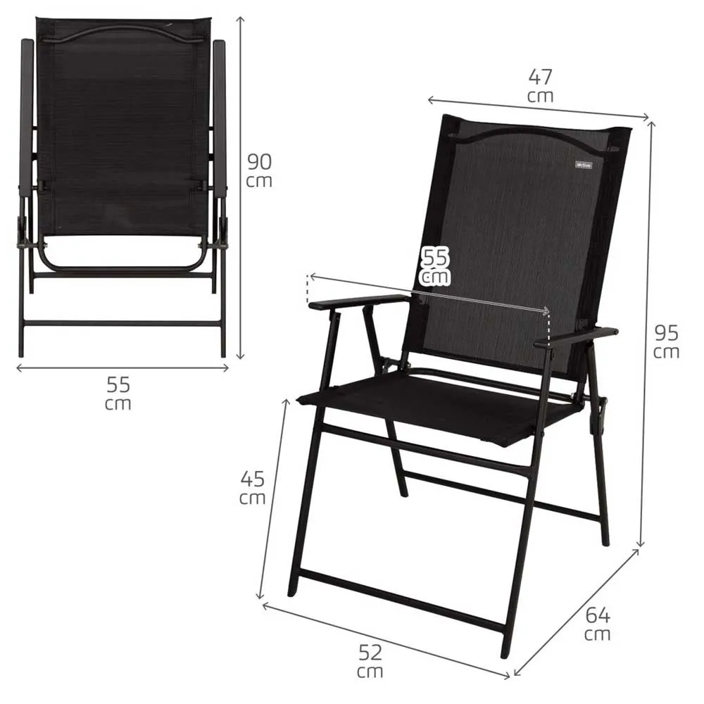 Aktive 61146 Slim 4 Units Klappbarer Gartenstuhl, Black, One Size Aktive 61146 Slim 4 Units Klappbarer Gartenstuhl, Black, One Size
