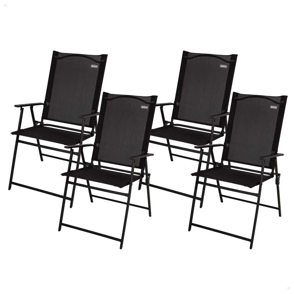 Aktive 61146 Slim 4 Units Klappbarer Gartenstuhl, Black, One Size Aktive 61146 Slim 4 Units Klappbarer Gartenstuhl, Black, One Size