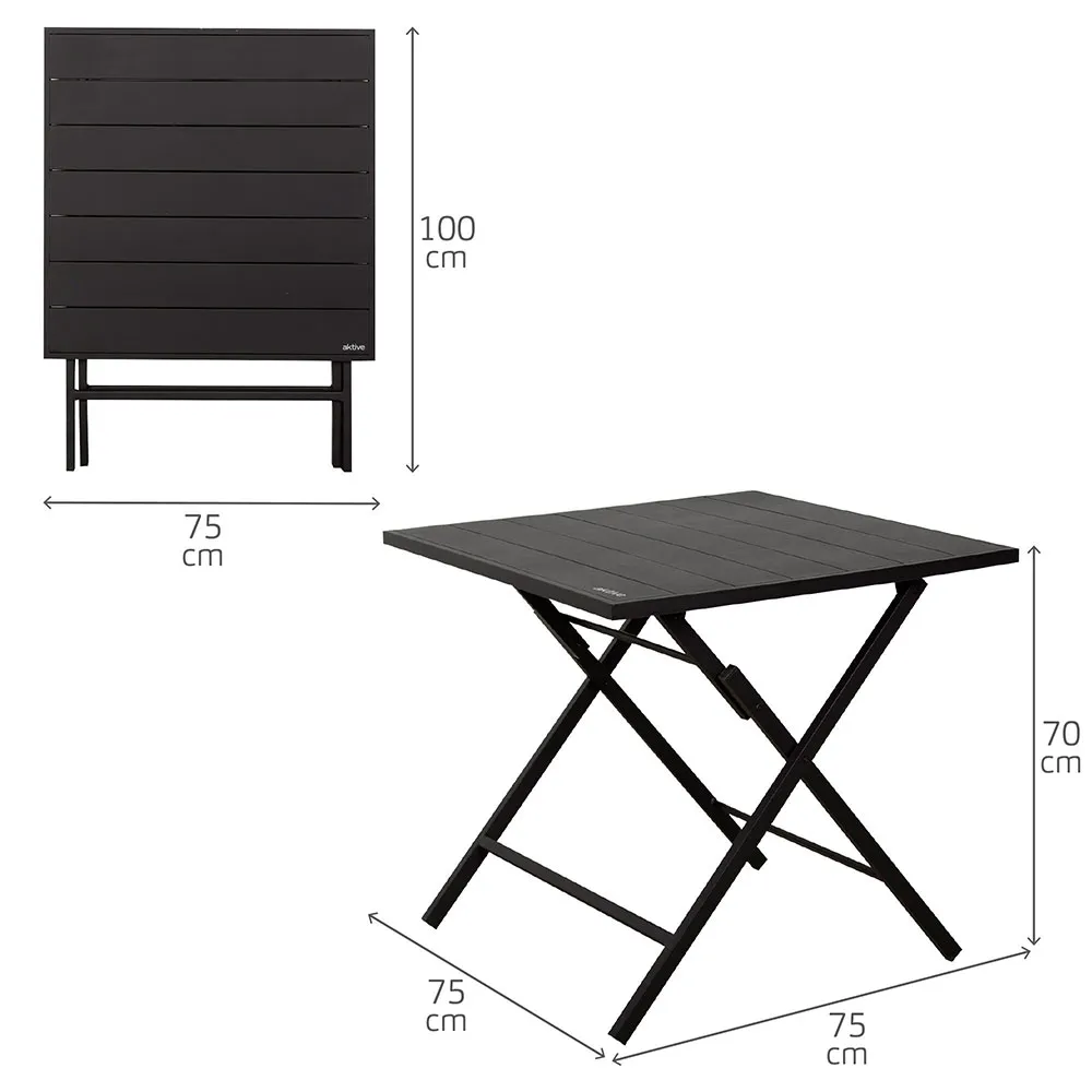 Aktive 61149 Table+2 Armchairs Klappbarer Outdoor-set, Black, One Size Aktive 61149 Table+2 Armchairs Klappbarer Outdoor-set, Black, One Size