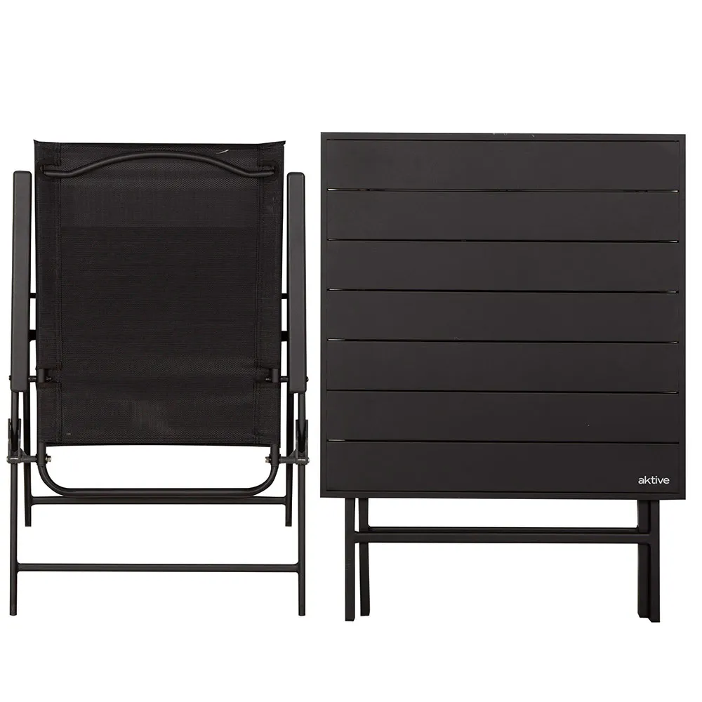 Aktive 61149 Table+2 Armchairs Klappbarer Outdoor-set, Black, One Size Aktive 61149 Table+2 Armchairs Klappbarer Outdoor-set, Black, One Size
