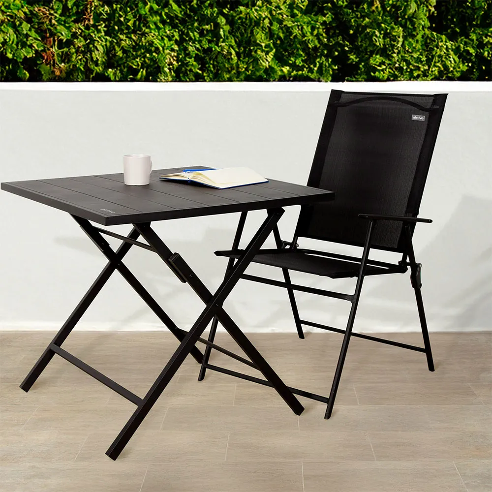 Aktive 61149 Table+2 Armchairs Klappbarer Outdoor-set, Black, One Size Aktive 61149 Table+2 Armchairs Klappbarer Outdoor-set, Black, One Size