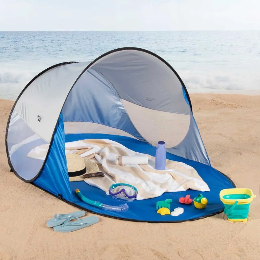Aktive 62322 Uv50 Pop-up-windschutz Und Strandzelt 120x200x90 Cm, White / blue, 2 places Aktive 62322 Uv50 Pop-up-windschutz Und Strandzelt 120x200x90 Cm, White / blue, 2 places
