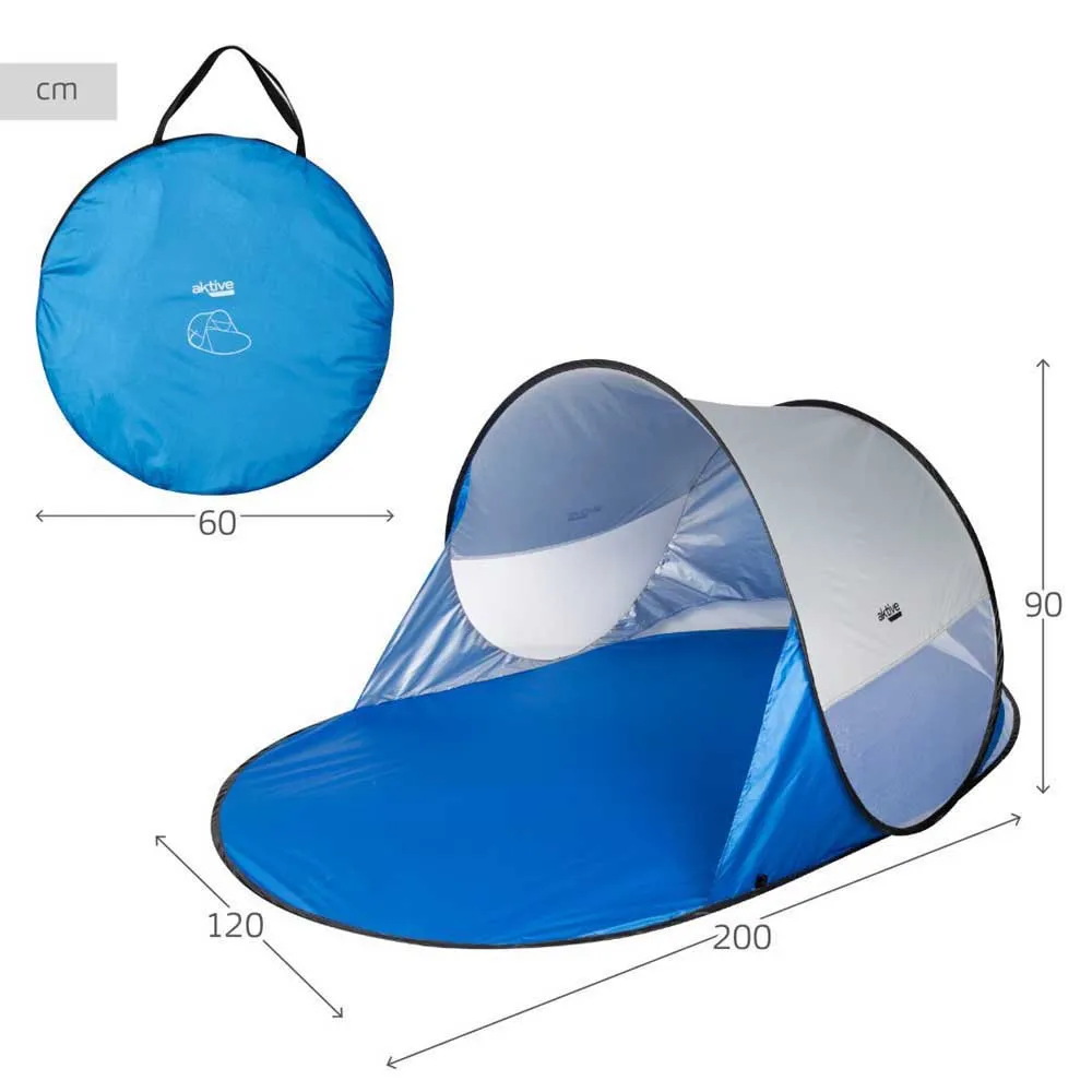 Aktive 62322 Uv50 Pop-up-windschutz Und Strandzelt 120x200x90 Cm, White / blue, 2 places Aktive 62322 Uv50 Pop-up-windschutz Und Strandzelt 120x200x90 Cm, White / blue, 2 places