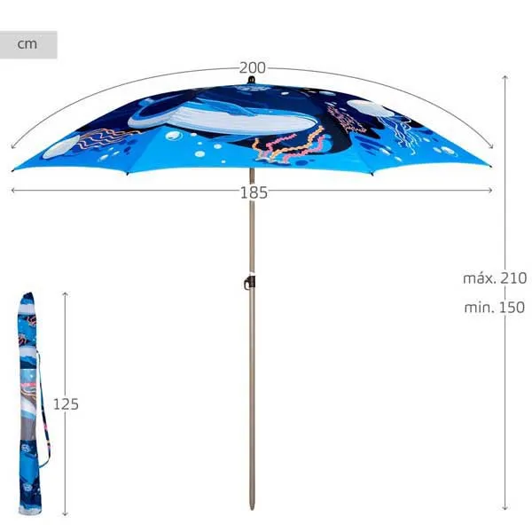 Aktive 62327 Uv40 Ø Kippbarer Sonnenschirm 200 Cm, Navy, One Size Aktive 62327 Uv40 Ø Kippbarer Sonnenschirm 200 Cm, Navy, One Size