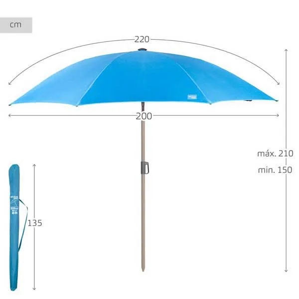 Aktive 62336 Uv50 Ø Großer Neigbarer Sonnenschirm 220 Cm, Blue, One Size Aktive 62336 Uv50 Ø Großer Neigbarer Sonnenschirm 220 Cm, Blue, One Size