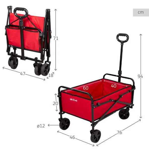 Aktive 62375 Faltbarer Einkaufswagen 46x73x94 Cm, Red / black, One Size Aktive 62375 Faltbarer Einkaufswagen 46x73x94 Cm, Red / black, One Size