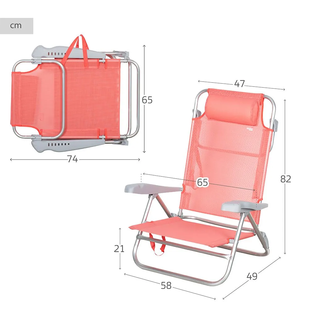 Aktive 62665 Multipositions-klappsessel unisex, Coral, One Size