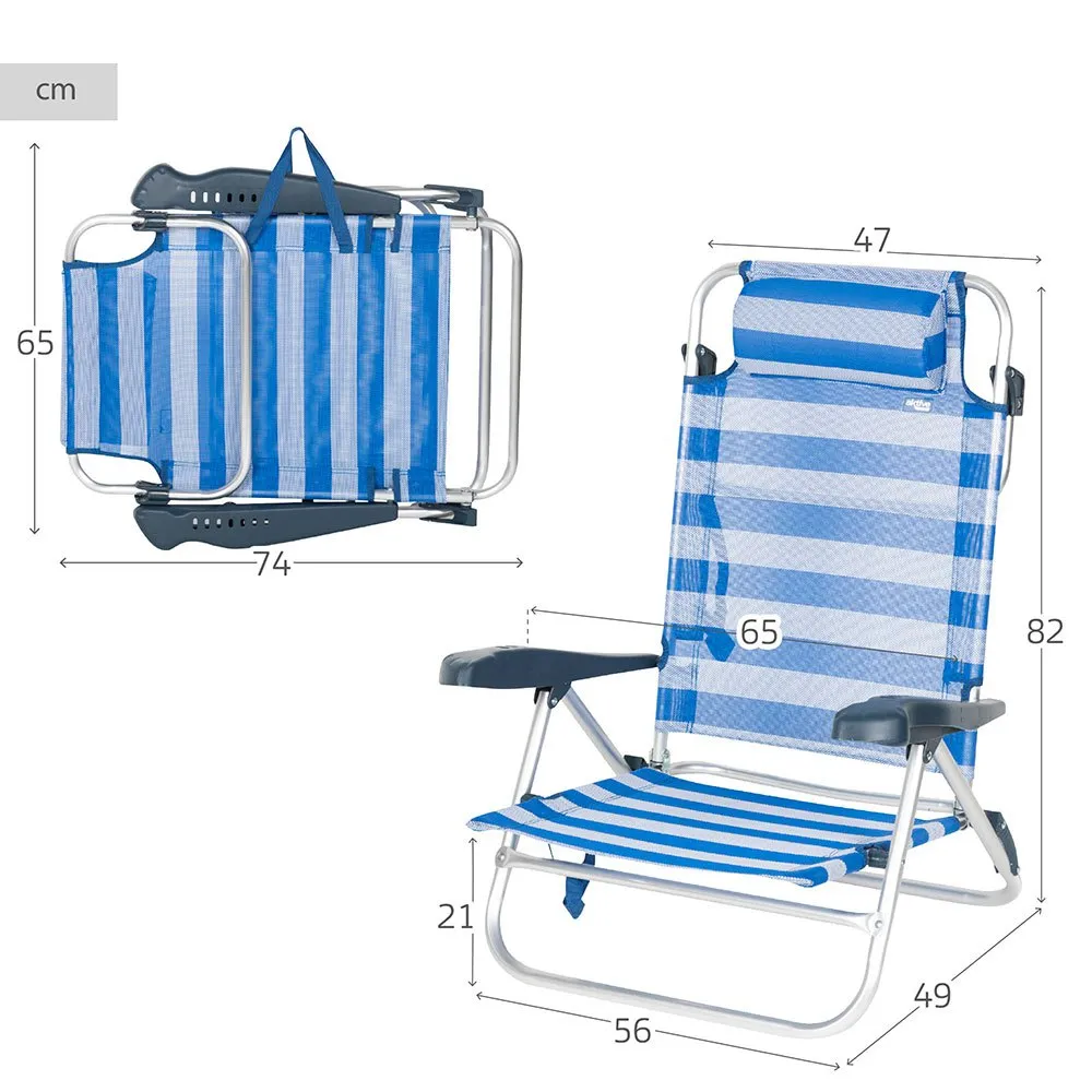 Aktive 62666 Multipositions-klappsessel, Blue / white, One Size Aktive 62666 Multipositions-klappsessel, Blue / white, One Size