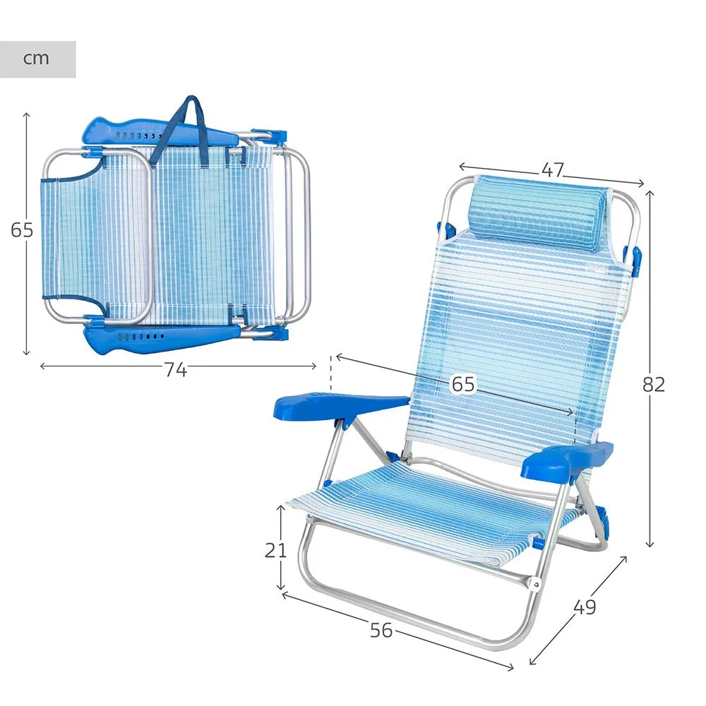 Aktive 62669 Multipositions-klappsessel, Striped blue, One Size Aktive 62669 Multipositions-klappsessel, Striped blue, One Size
